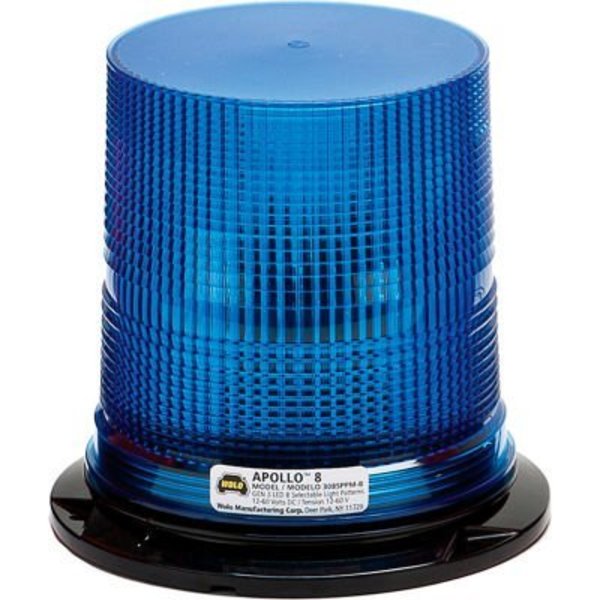 Wolo Wolo® LED Permanent Mount Or 1" Npt Pipe Mount Warning Light, Blue Lens - 3085Ppm-B 3085PPM-B